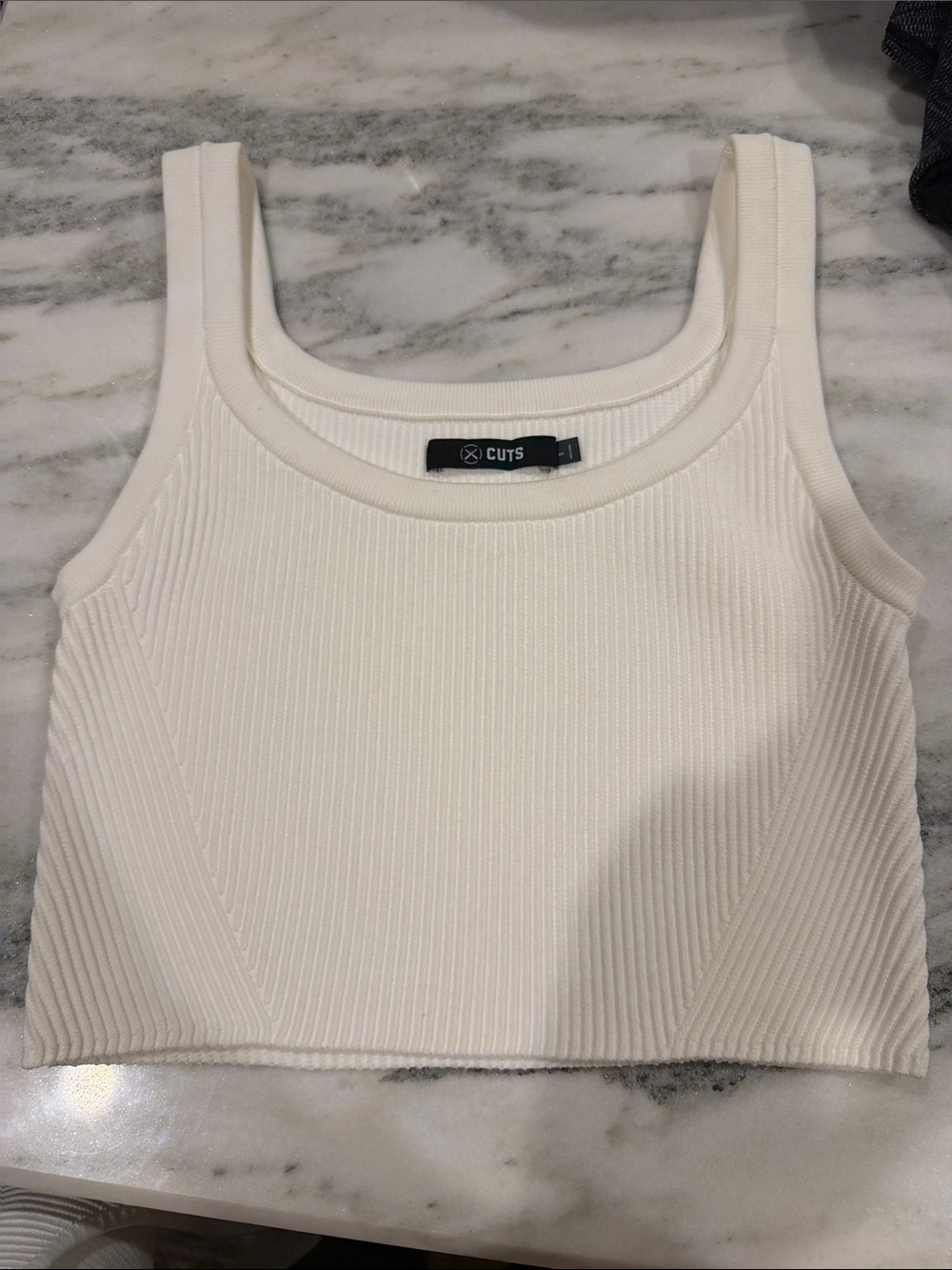 Cuts Ribbed Square-Neck Crop Tank